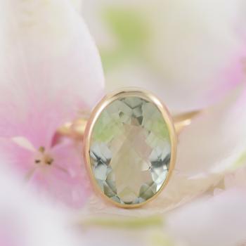 Green amethyst ring hot sale white gold