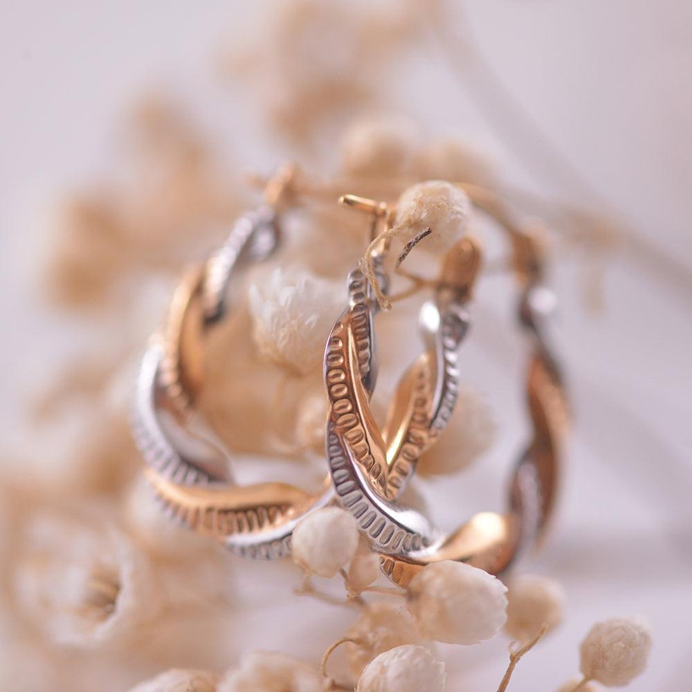 Silver Double Strand Twist Hoop Earrings