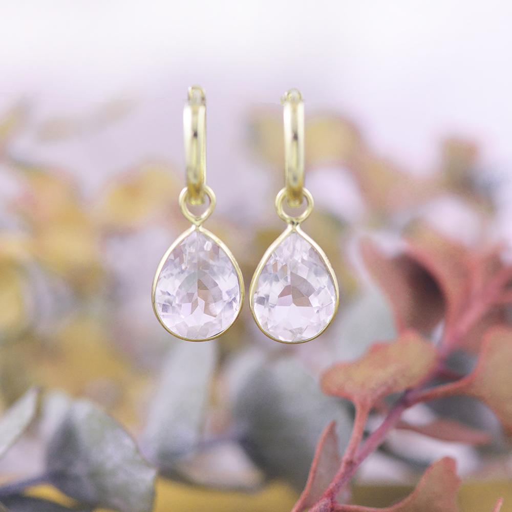 White quartz drop on sale earrings