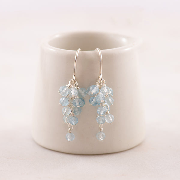 Aquamarrine Sterling Silver Grape Drop Earrings