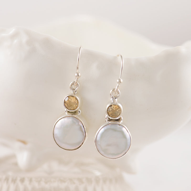 FWP and Citrine gemstone earring