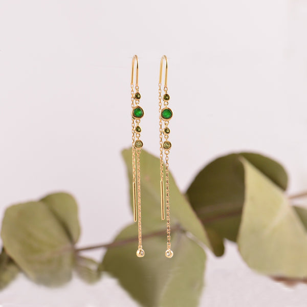 Emerald, Tourmaline, Sapphire & Peridot Thread Earrings