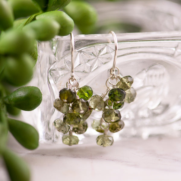 Green Tourmaline Grape Cluster Earrings