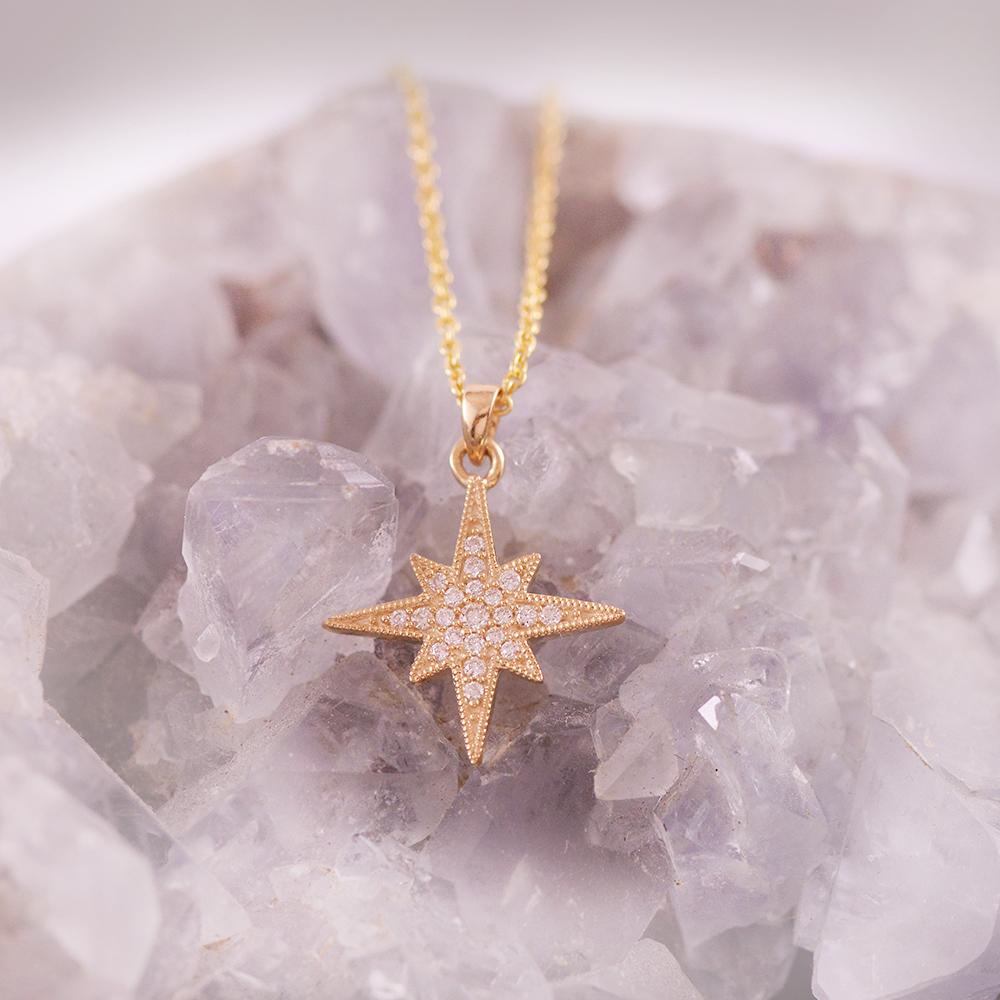 9ct Yellow Gold Diamond Star Pendant and Chain – To Hold And To Have